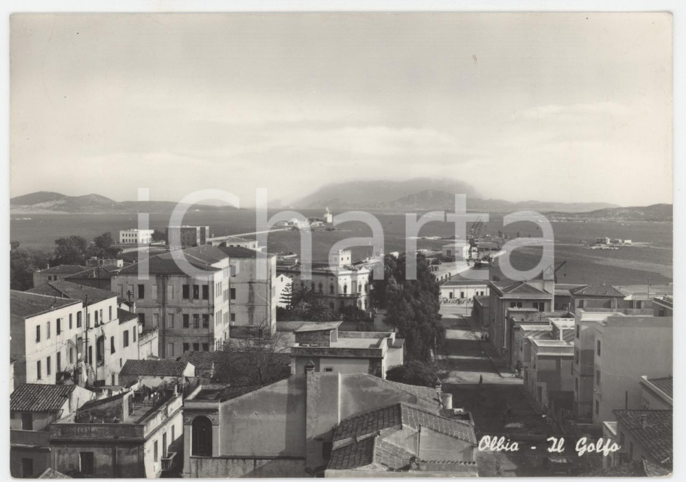 Cartolina originale da collezione 1959 OLBIA La città  con il Golfo  Cartolina FG VG 1