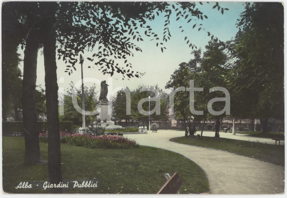 Cartolina originale da collezione 1960 ca ALBA I Giardini Pubblici  Cartolina FG VG 1