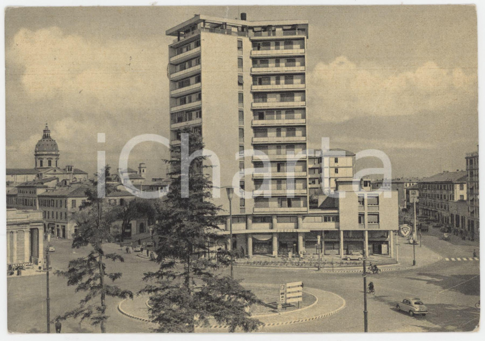 1953 REGGIO EMILIA Grattacielo di Piazza del Tricolore - Cartolina ANIMATA FG VG