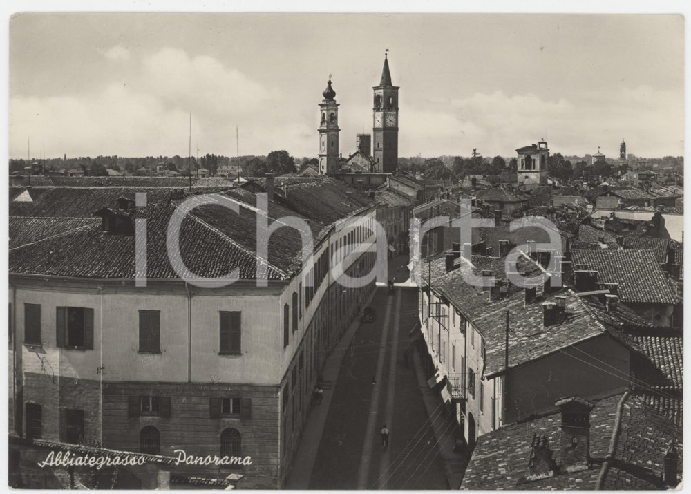 Cartolina originale da collezione 1951 ABBIATEGRASSO Panorama della città  Cartolina FG VG 1