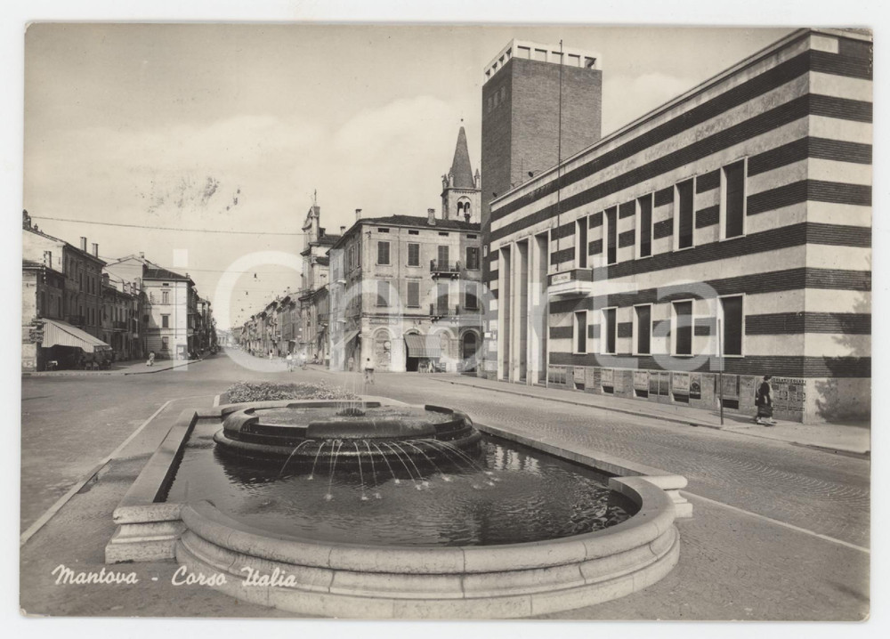 Cartolina originale da collezione 1952 MANTOVA Fontana di Porta Pradella in Corso Vittorio Emanuele  Cartolina 1