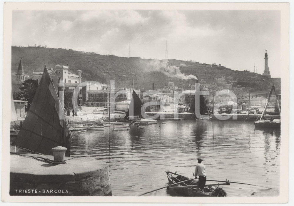 Cartolina originale da collezione 1950 ca TRIESTE Porticciolo di Barcola  Cartolina ANIMATA FG NV 1