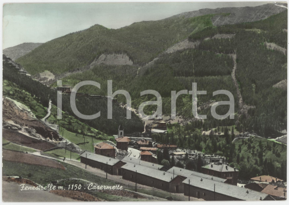 Cartolina originale da collezione 1961 FENESTRELLE TO Panorama con le casermette  Cartolina FG VG 1