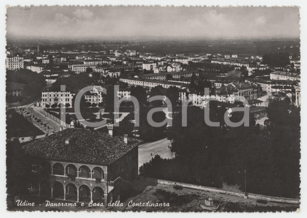 Cartolina originale da collezione 1950 ca UDINE Panorama e Casa della Contadinanza 2 Cartolina FG NV 1