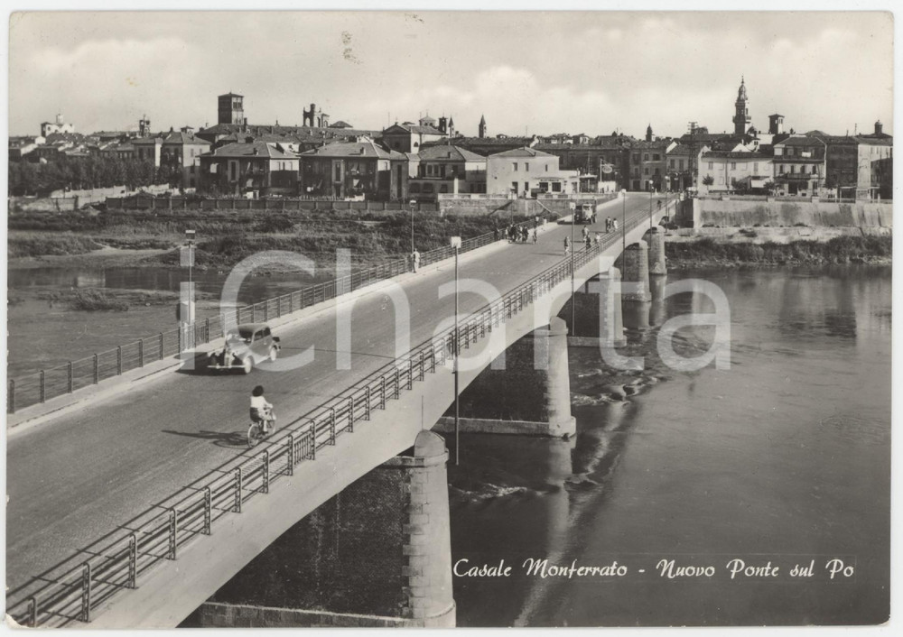 Cartolina originale da collezione 1964 CASALE MONFERRATO Nuovo Ponte sul Fiume Po  Cartolina ANIMATA FG VG 1