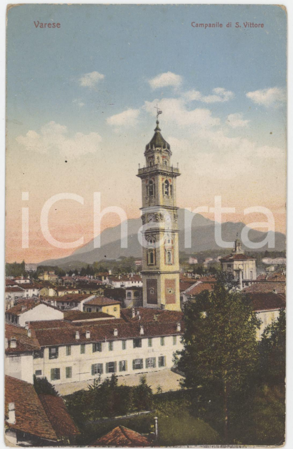 Cartolina originale da collezione 1940 ca VARESE Campanile della Basilica di San Vittore  Cartolina FP NV 1