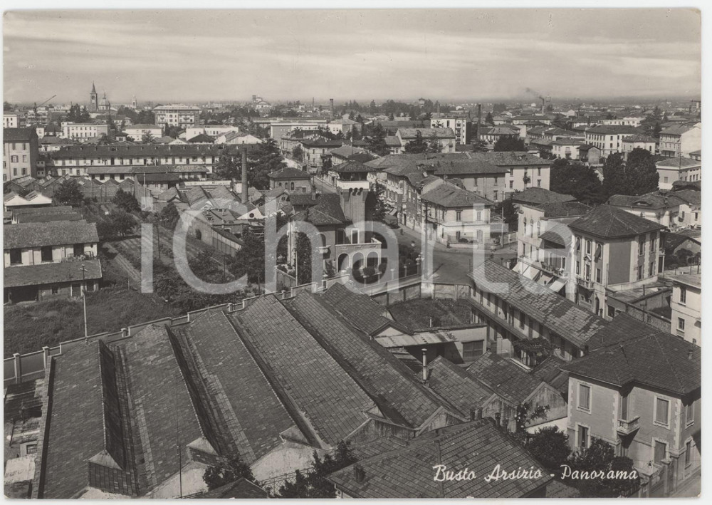 Cartolina originale da collezione 1952 BUSTO ARSIZIO Panorama aereo della città cartolina FG VG 1