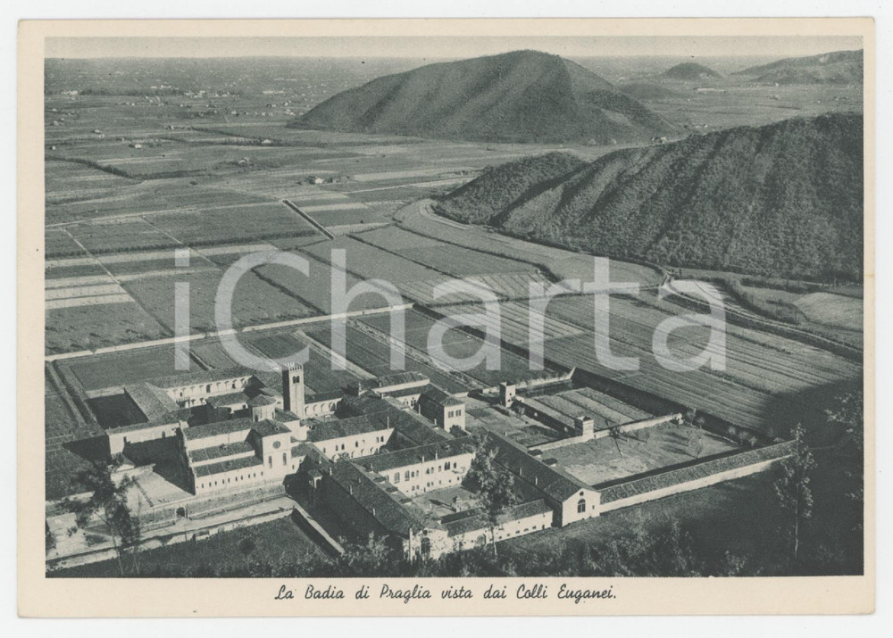 Cartolina originale da collezione 1950 ca TEOLO Abbazia di Praglia vista dai Colli Euganei  Cartolina FG NV 1