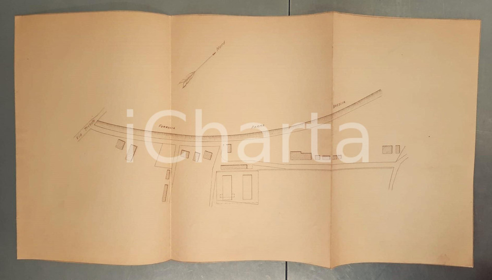 1925 ca PARMA Area ferrovia - Asilo del PAULLO per sfrattati *Planimetria