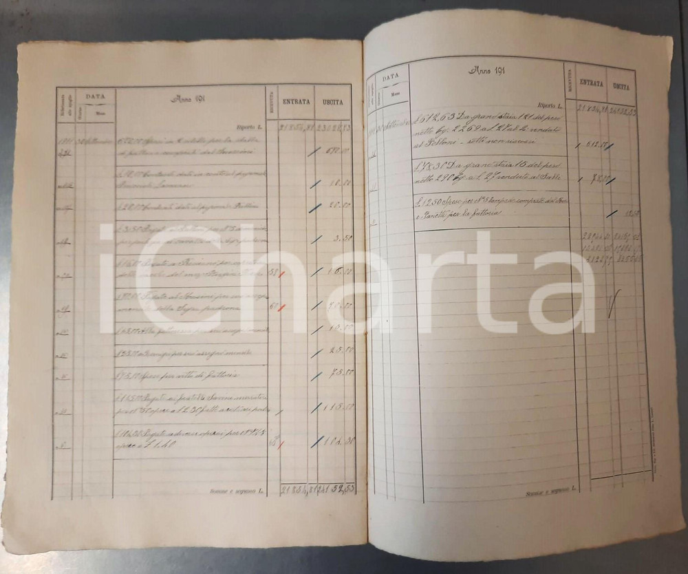 Documento originale, autentico Settembre 1911 SIENA Tenuta SANTA REGINA Mensuale entrate / uscite 8 pp. 1