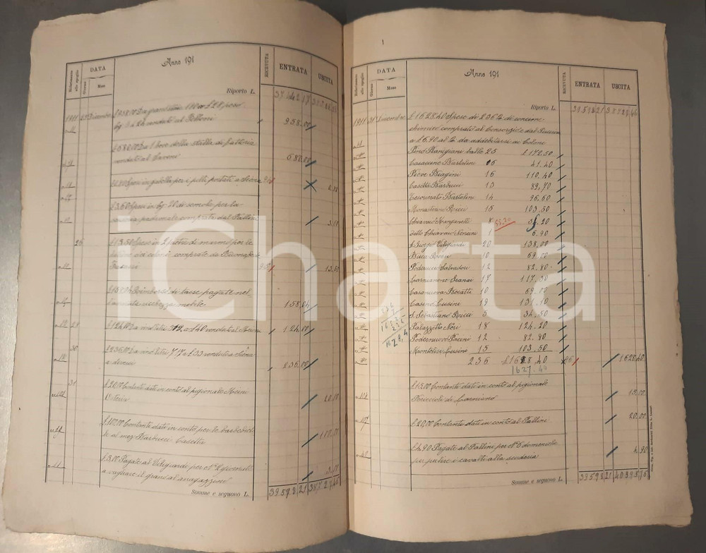 Documento originale, autentico Dicembre 1911 SIENA Tenuta SANTA REGINA Mensuale entrate / uscite 8 pp. 1