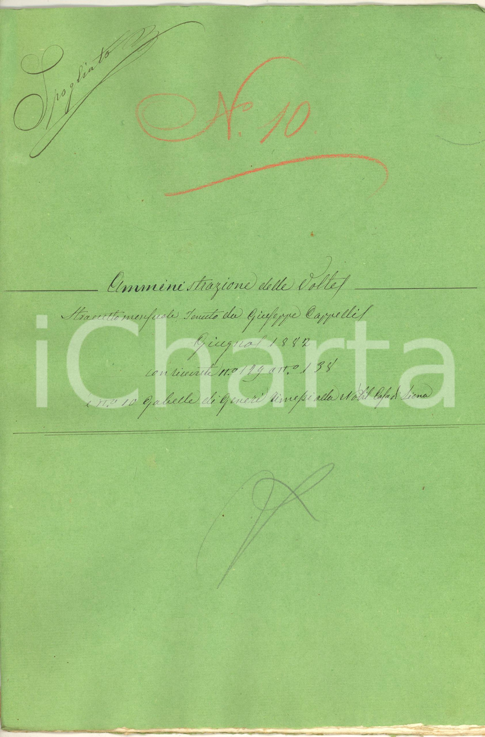 Documento originale, autentico Giugno 1882 SIENA Tenuta VOLTE Straccetto Giuseppe CAPPELLI mezzadro 18 pp. 1