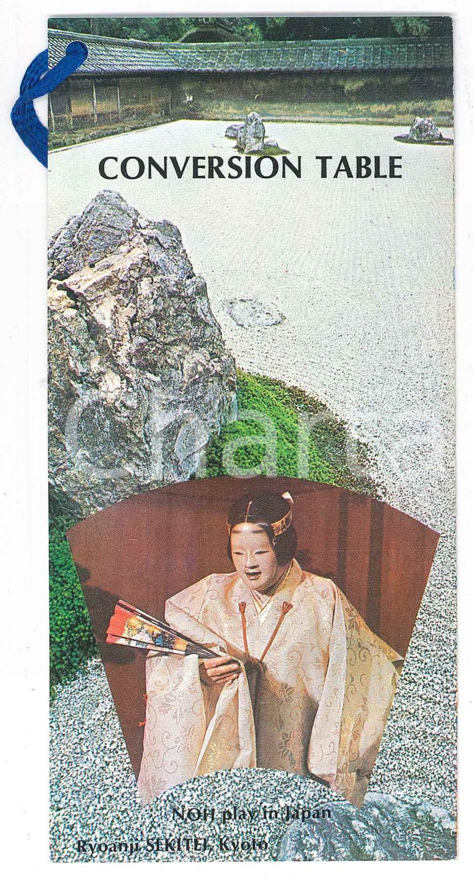 Materiale pubblicitario d’epoca 1975 ca TOKYO JAPAN Conversion table  SEIKO Watches  NOH theatre 1