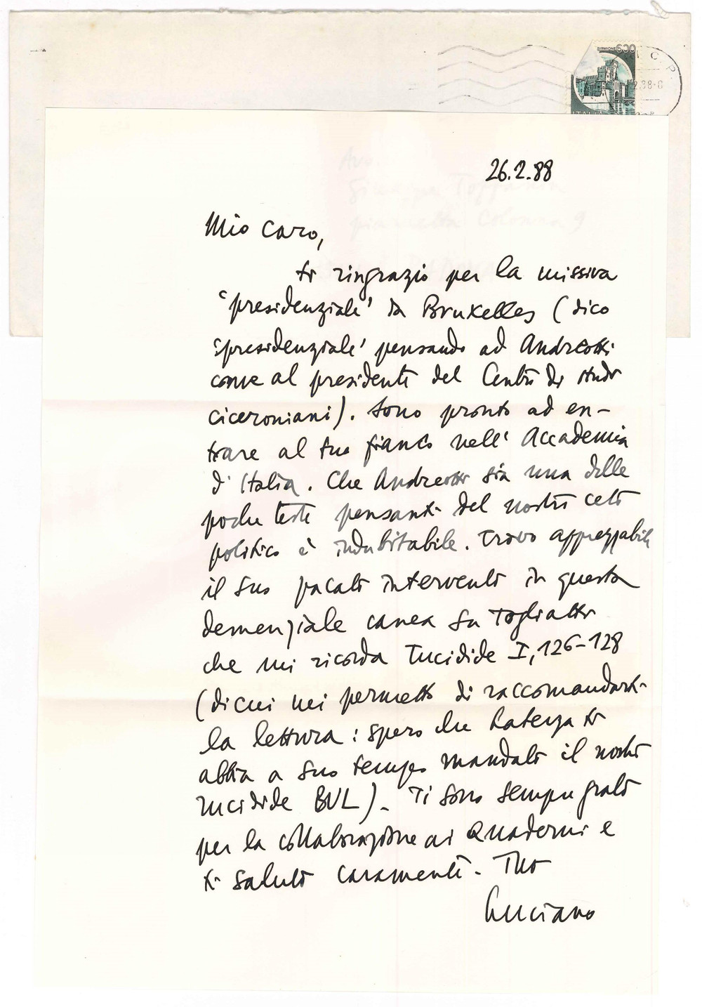 1988 BARI Luciano CANFORA "Andreotti è una delle poche teste pensanti" AUTOGRAFO