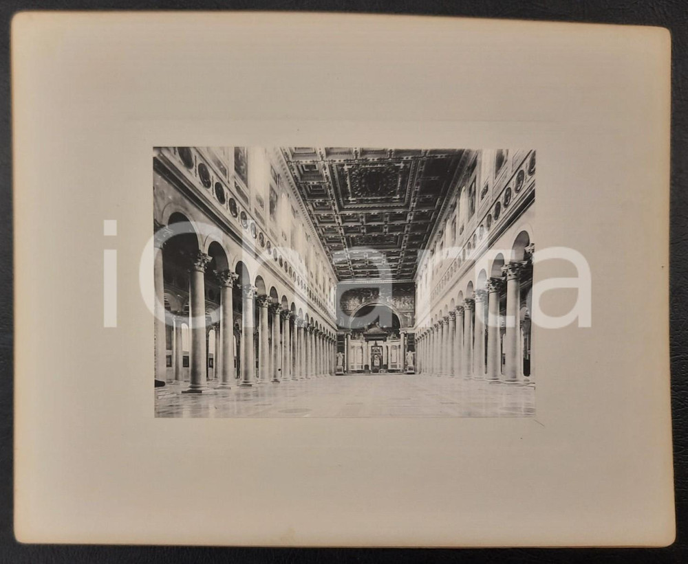 Fotografia d epoca originale 1920 ca ROMA  Basilica S. PAOLO FUORI LE MURA  Interno Foto 29x23 cm 1