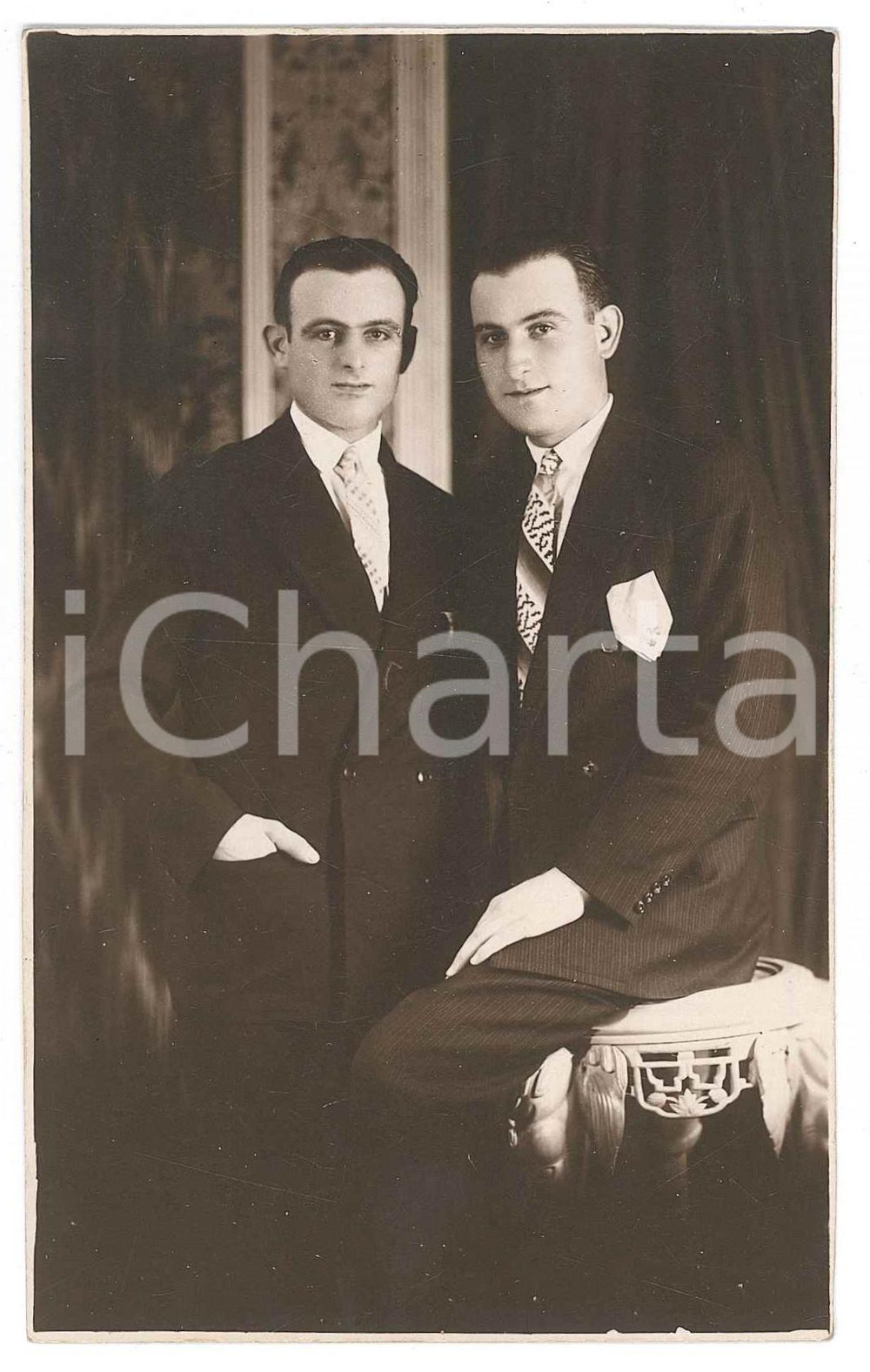 Fotografia d epoca originale 1929 ROSARIO ARGENTINA Lodovico e Roberto MALVICINI  Ritratto Foto 14x9 cm 1