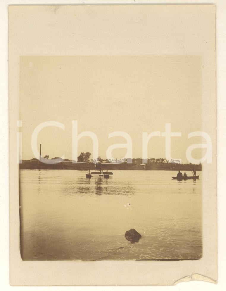 Fotografia d epoca originale 1920 ca AVIAZIONE  ITALIA  Idrovolante in atterraggio Foto 9x11 cm 1