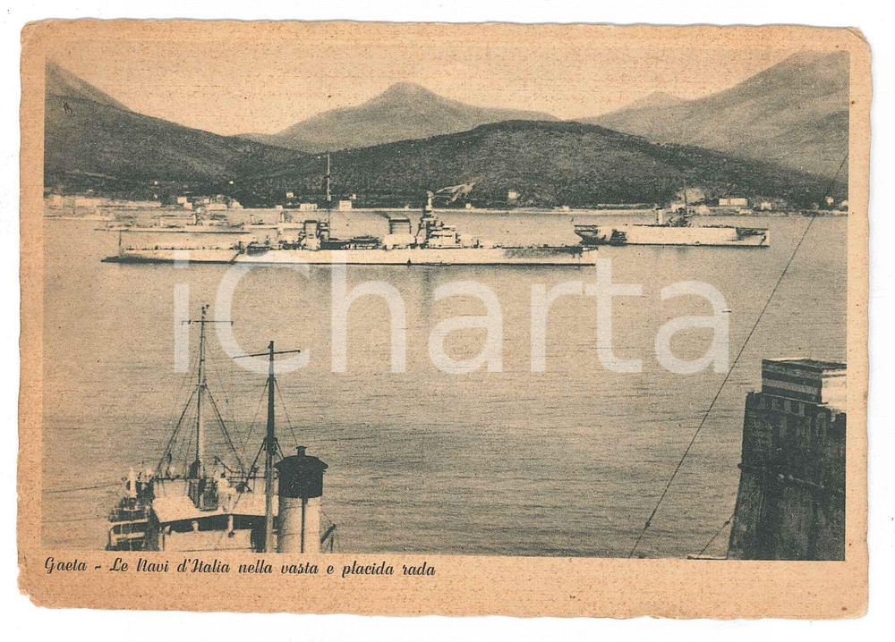 Cartolina originale da collezione 1939 GAETA Navi d Italia nella vasta e placida rada  Cartolina FG VG 1