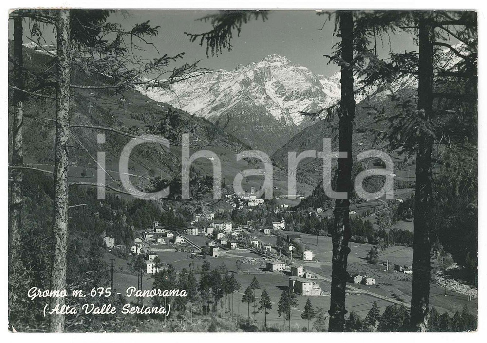 Cartolina originale da collezione 1960 ca GROMO  ALTA VALLE SERIANA Panorama del paese  Cartolina FG VG 1