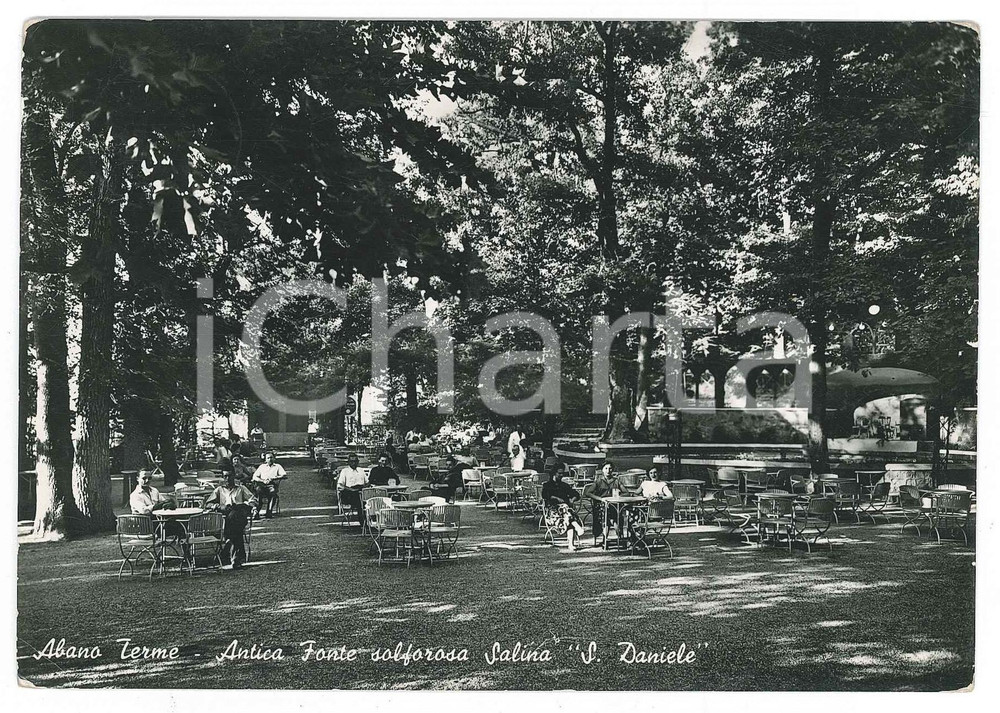 Cartolina originale da collezione 1954 ABANO TERME Antica fonte solforosa Salina San Daniele  Cartolina ANIMATA 1