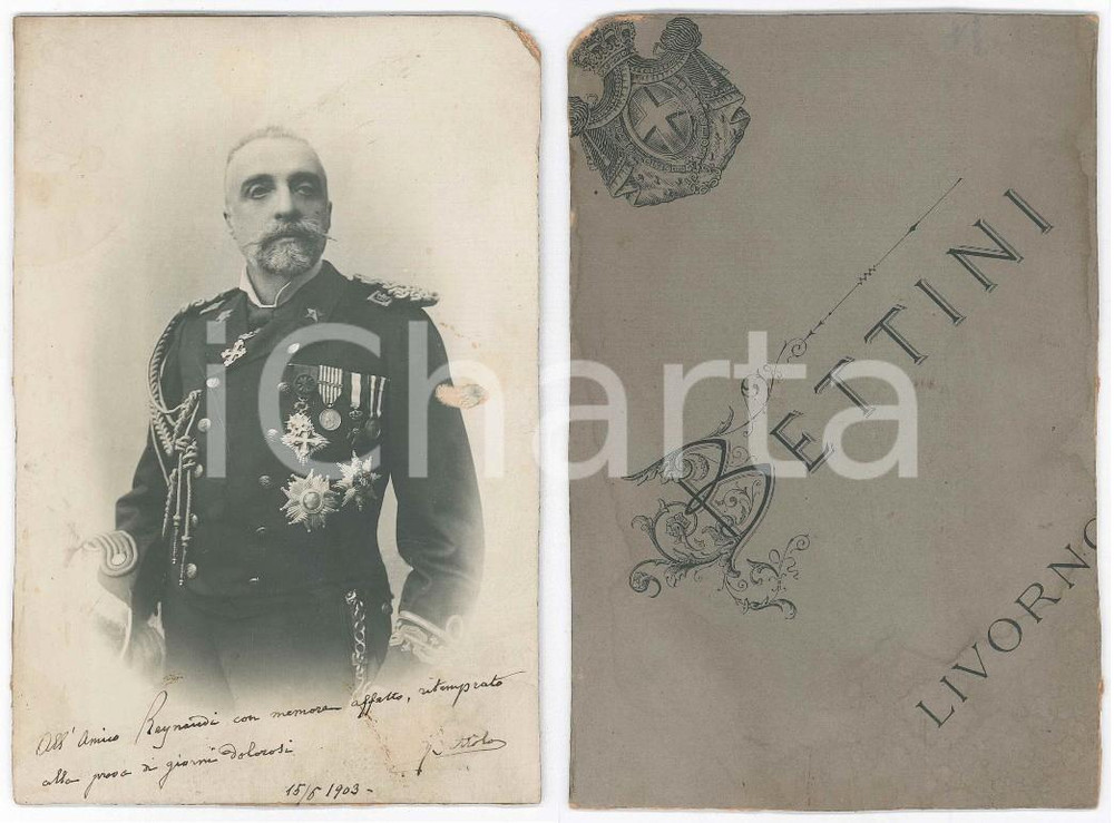 Autografo originale 1903 Ammiraglio Giovanni BETTOLO  Foto con dedica AUTOGRAFA BETTINI 1