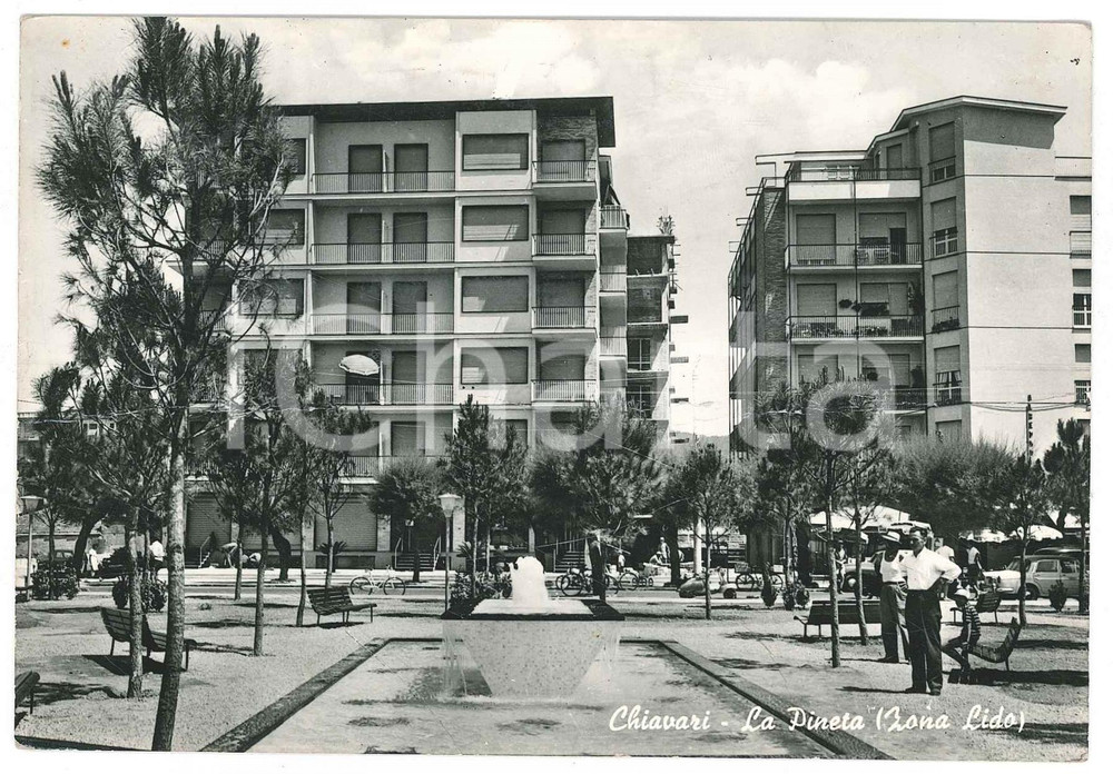 Cartolina originale da collezione 1962 CHIAVARI Zona Lido  La pineta  Cartolina ANIMATA FG VG DANNEGGIATA 1