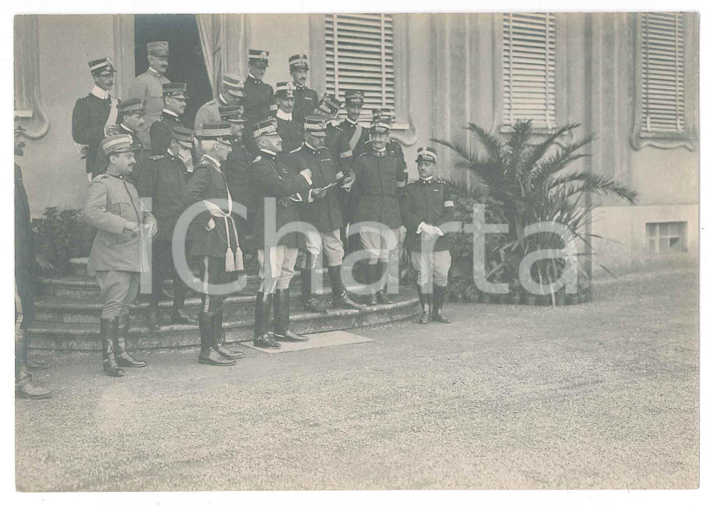 Fotografia d epoca originale 1918 WW1 ZONA DI GUERRA  Gruppo di alti ufficiali Foto 17x12 cm 1