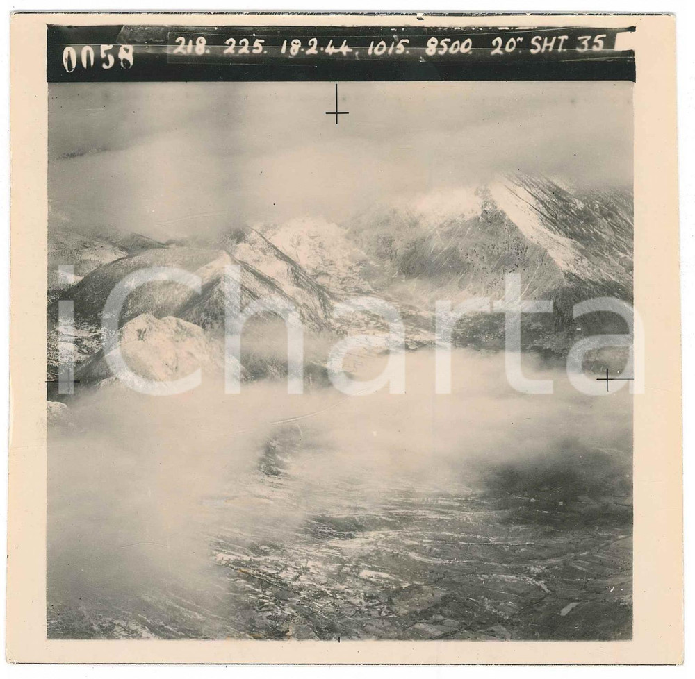 Fotografia d epoca originale Febbraio 1944 WW2 ITALIA  ALPI  Fotografia AEREA militare 14x14 cm 22 1