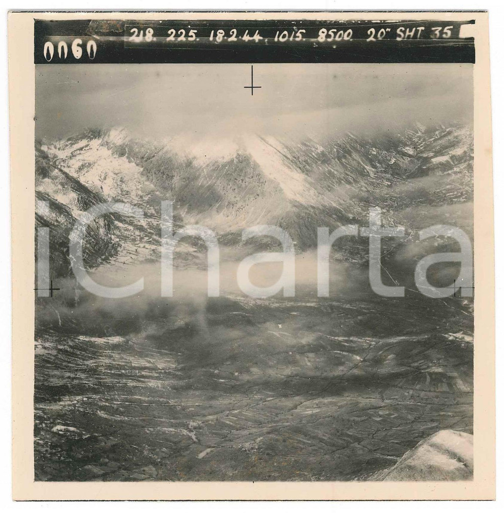 Fotografia d epoca originale Febbraio 1944 WW2 ITALIA  ALPI  Fotografia AEREA militare 14x14 cm 23 1