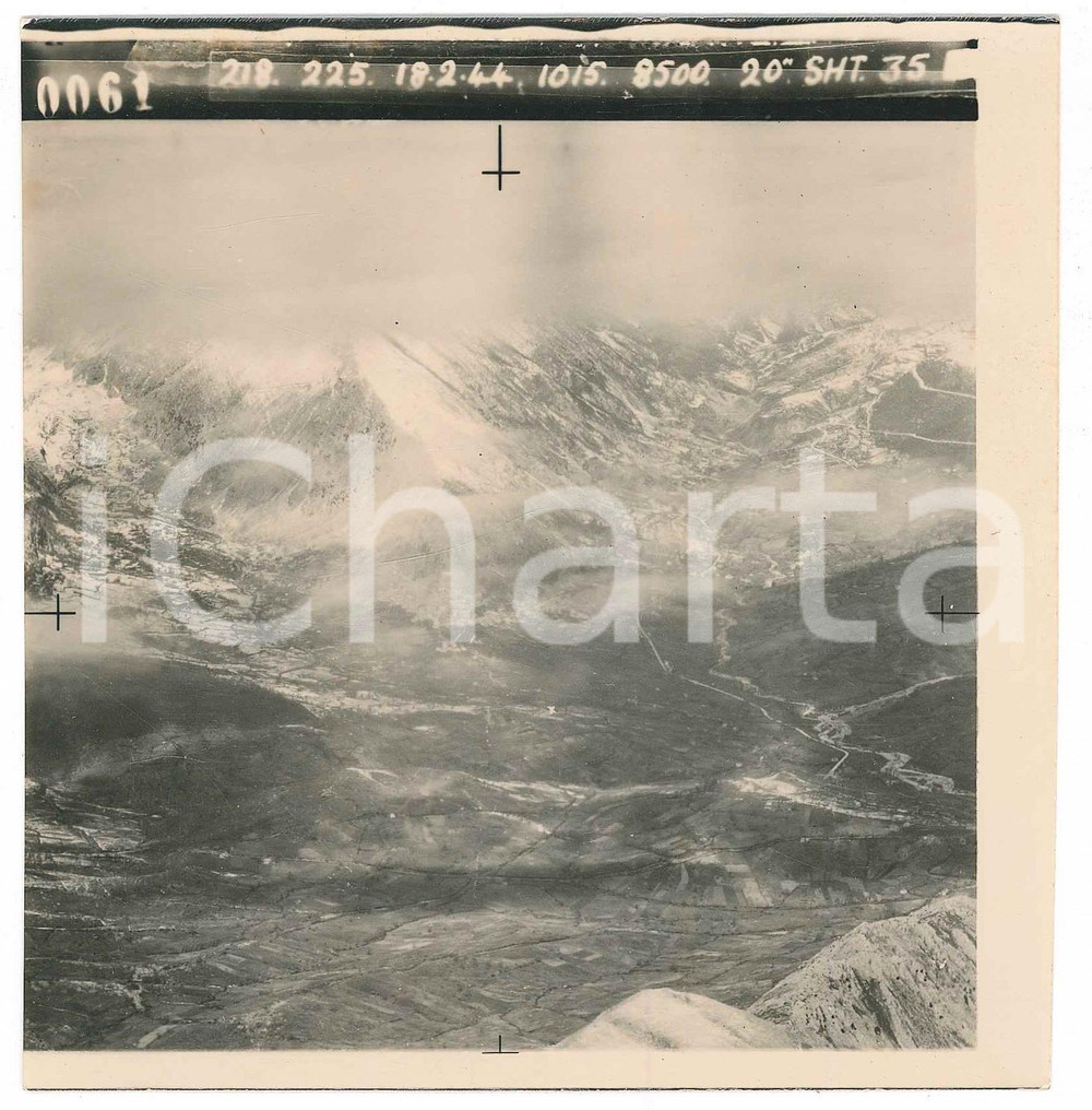 Fotografia d epoca originale Febbraio 1944 WW2 ITALIA  ALPI  Fotografia AEREA militare 14x14 cm 24 1