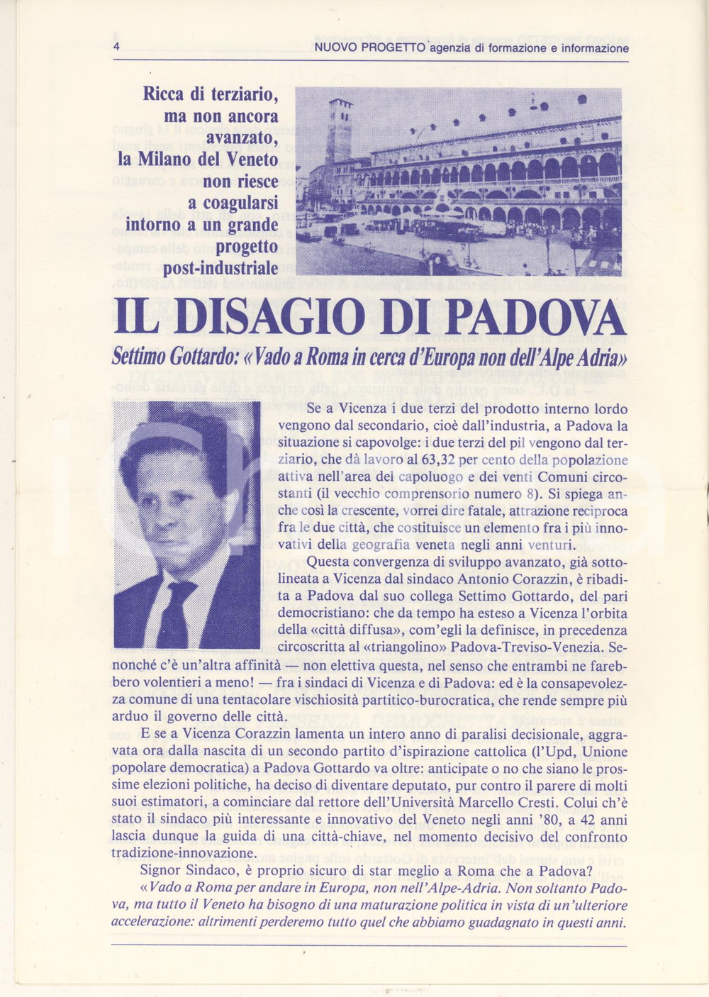Materiale pubblicitario d’epoca 1987 PADOVA  NUOVO PROGETTO  Una forte presenza della DC Periodico 1