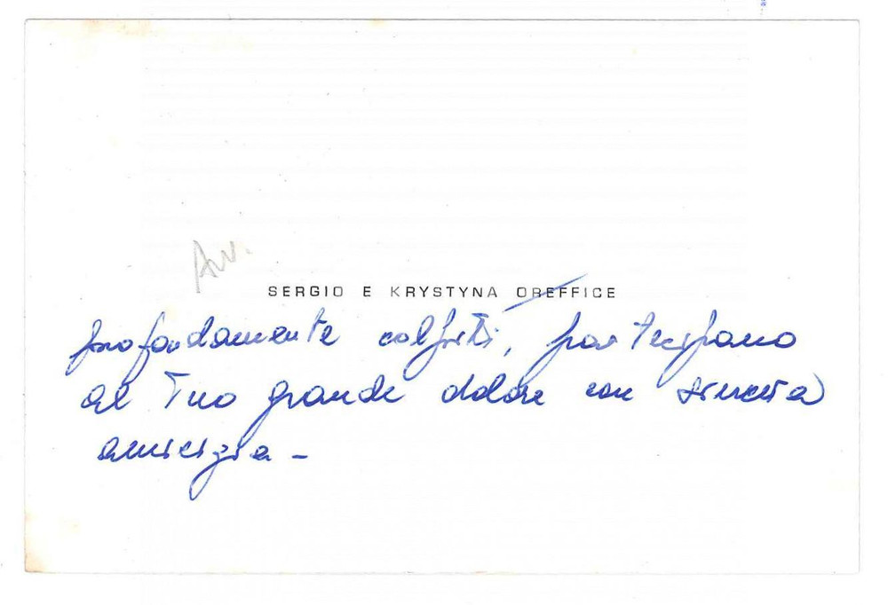 Autografo originale 1970 ca PADOVA  Sergio e Krystyna OREFFICE  Biglietto da visita  Autografo 1
