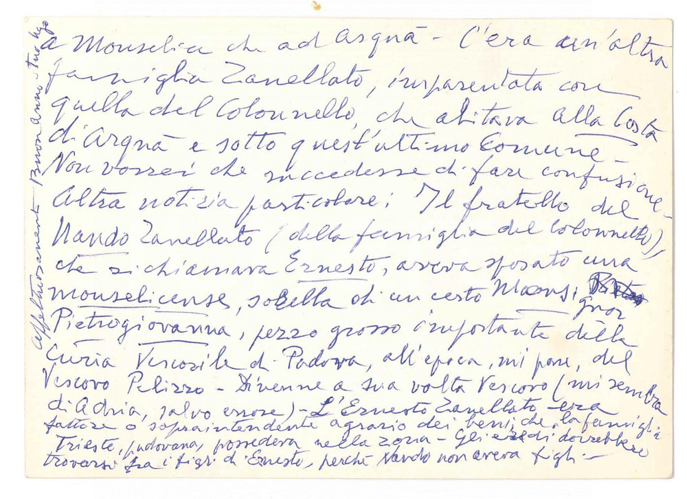 Autografo originale 1968 FIRENZE Biglietto Ugo STOPPATO su famiglia Giacomo ZANELLATO AUTOGRAFO 1