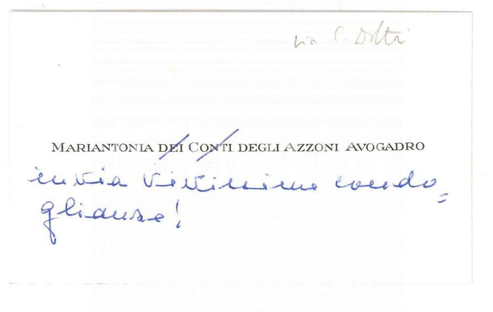 Autografo originale 1980 PADOVA Mariantonia degli AZZONI AVOGADRO  Biglietto AUTOGRAFO 1