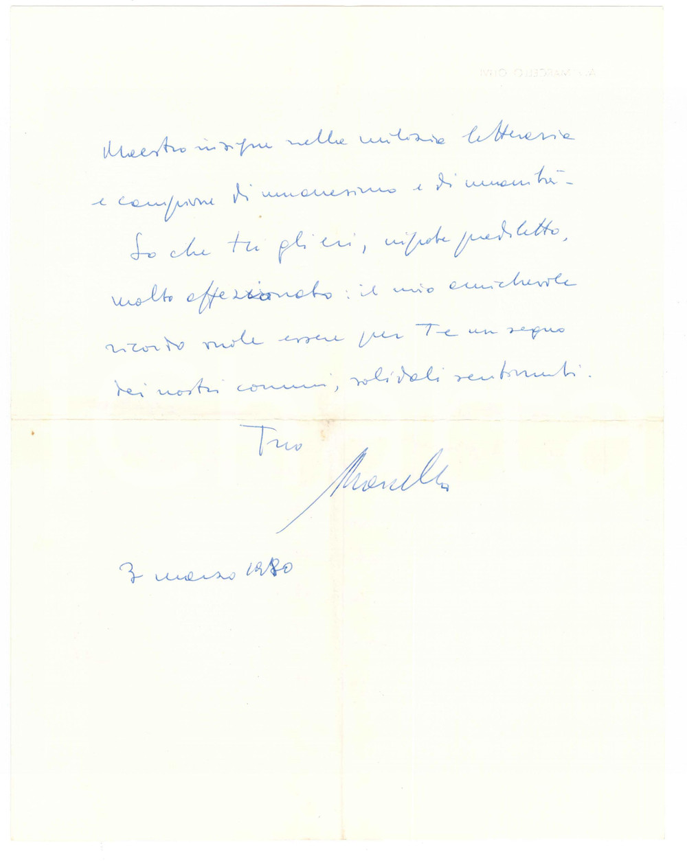 1980 PADOVA Avv. Marcello OLIVI - Lettera per condoglianze ^AUTOGRAFO