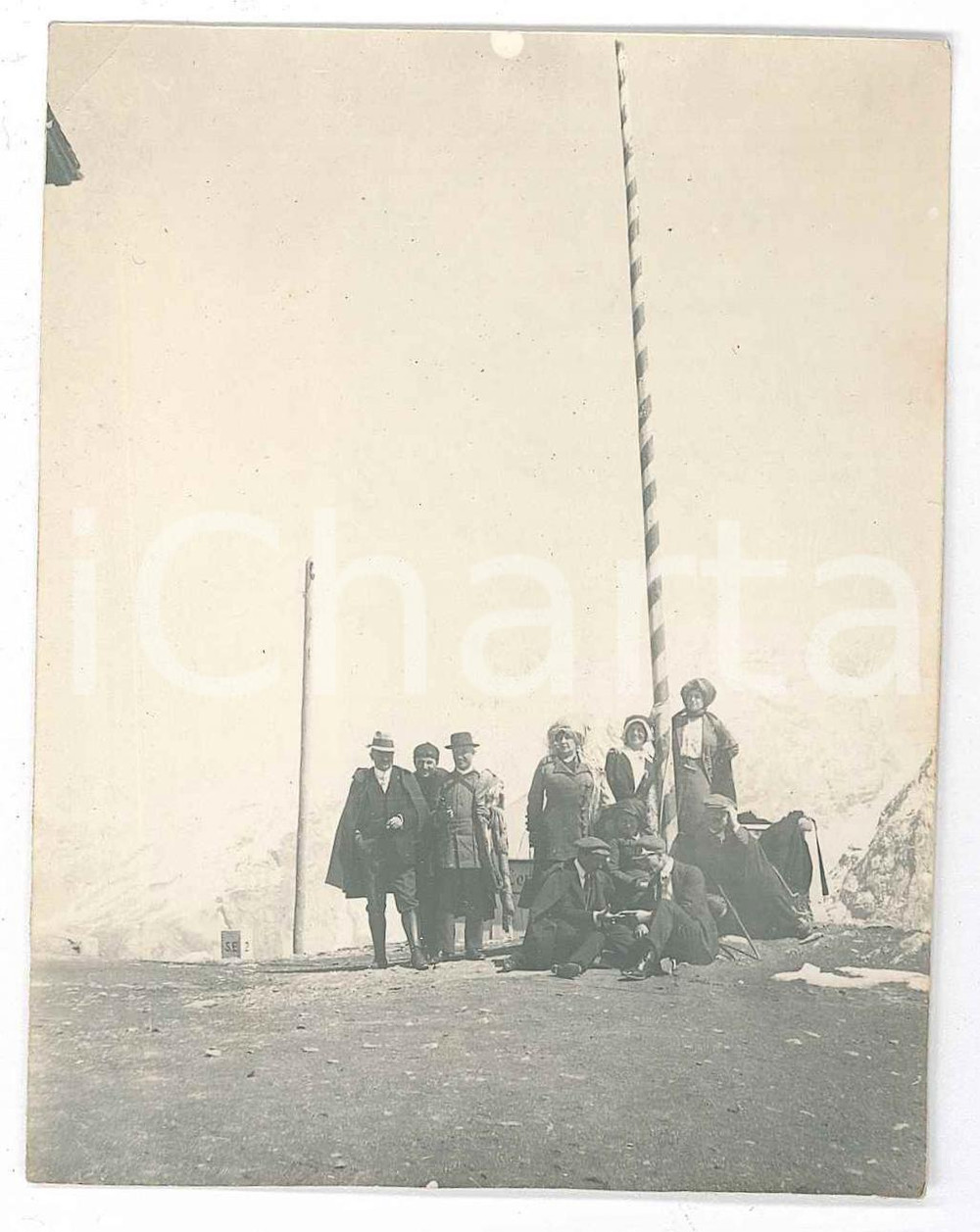 Fotografia d epoca originale Agosto 1914 PASSO DELLO STELVIO Gruppo di escursionisti Foto 8x10 cm 1