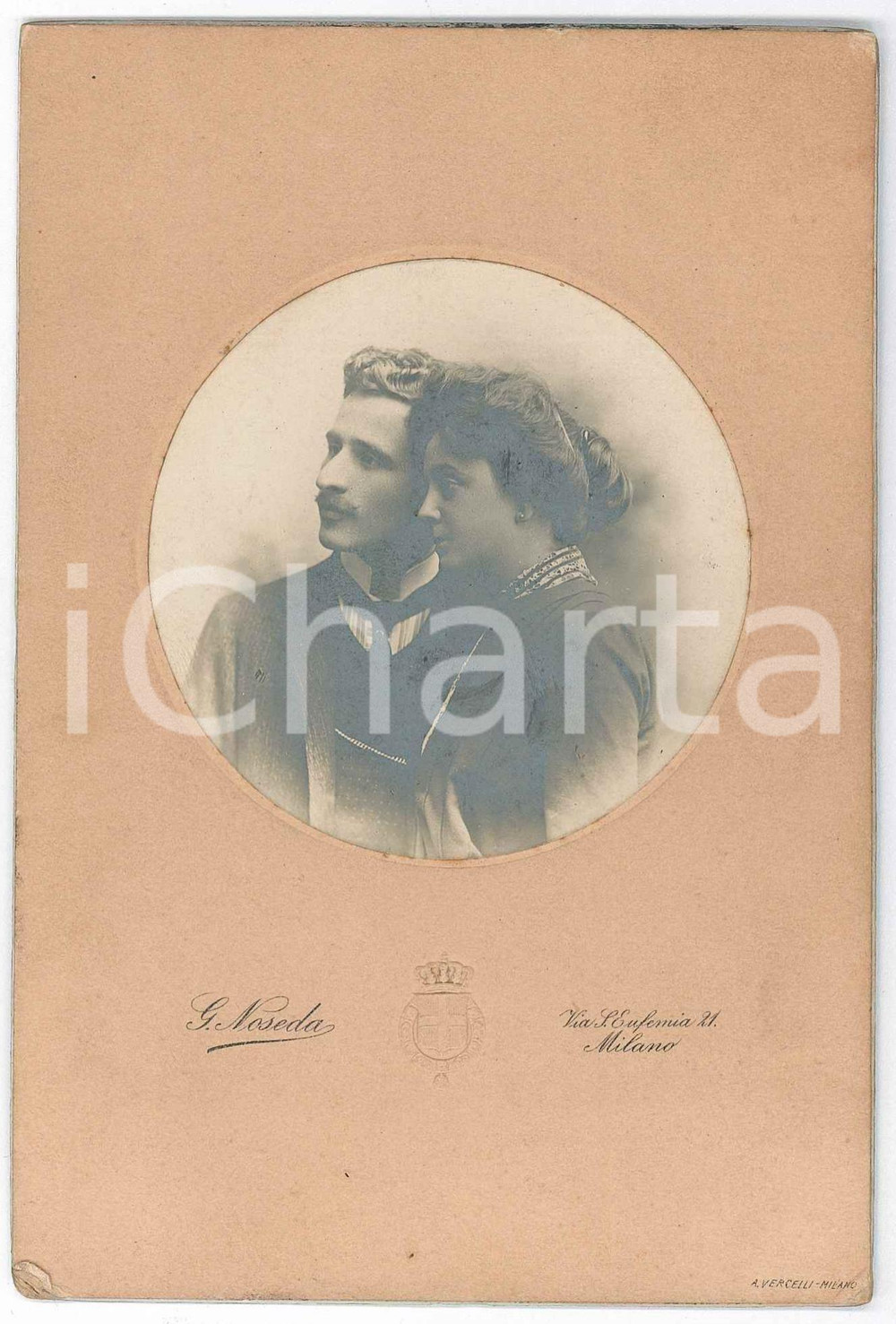 Fotografia d epoca originale 1900 ca MILANO Coppia di giovani sposi  Ritratto Foto Gianandrea NOSEDA 1