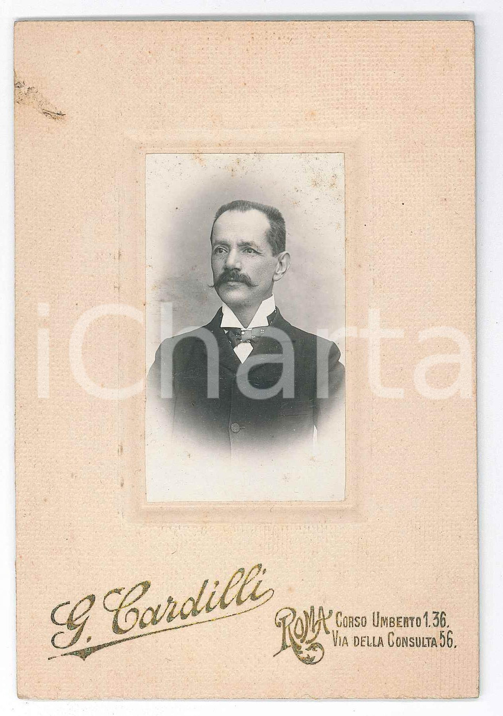 Fotografia d epoca originale 1900 ca ROMA Ritratto maschile  Busto  Foto Giovanni CARDILLI 10x14 cm 1