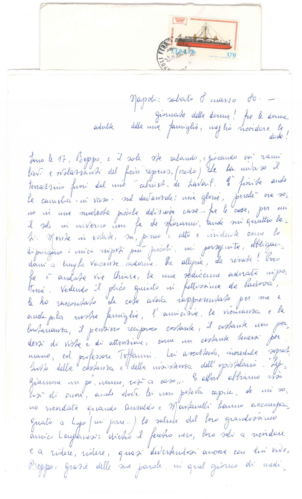 1980 NAPOLI Clara MAGRASSI LENGHI e il ricordo di un amico scomparso *Autografo