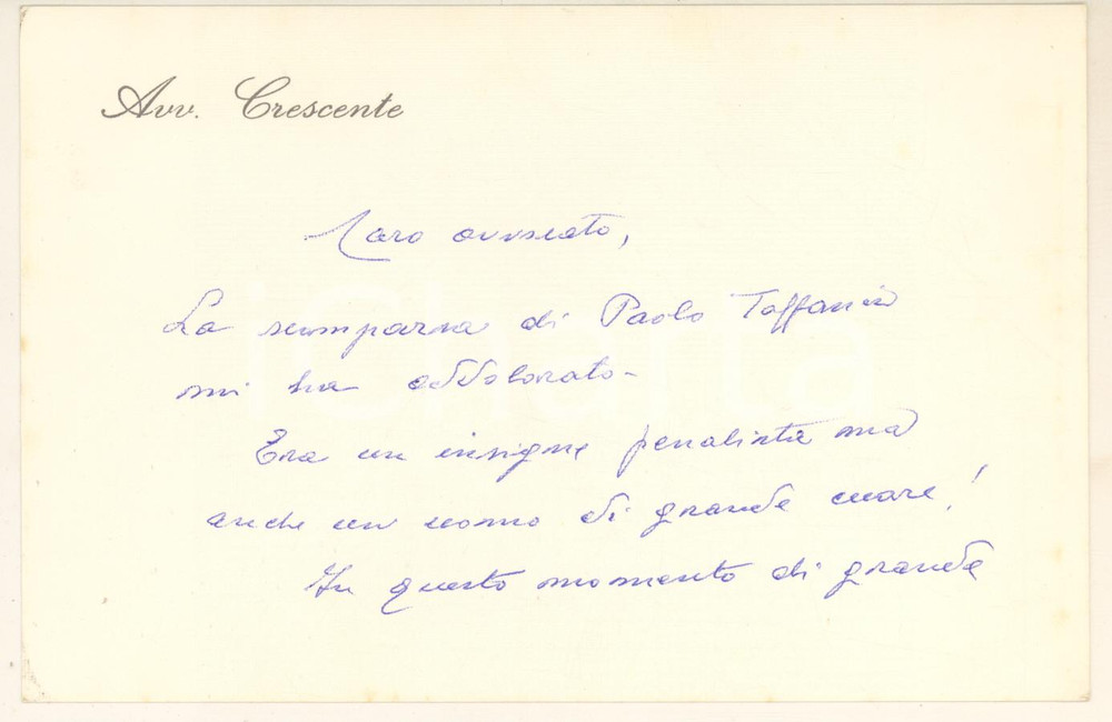 1972 PADOVA Biglietto Cesare CRESCENTE - Condoglianze *AUTOGRAFO