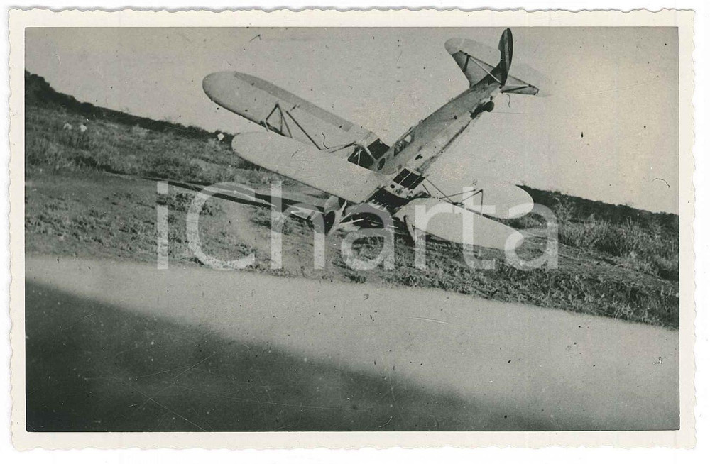 Fotografia d epoca originale 1936 AOI ETIOPIA NEGHELLI Aereo IMAM Ro.37 di Gastone PISONI abbattuto FOTO RARA 1
