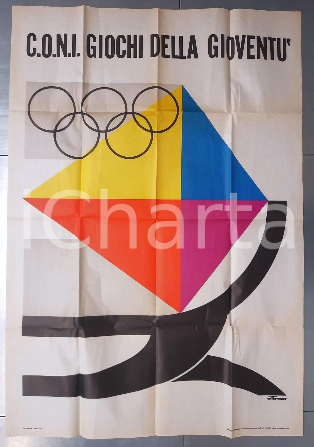 Materiale pubblicitario d’epoca 1972 ROMA C.O.N.I. Giochi della GioventÃ¹  Manifesto ill. DI TOMASO 1