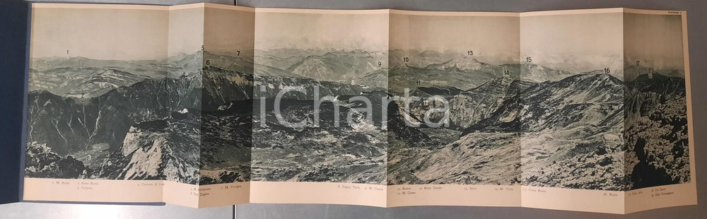 Libro, pubblicazione d epoca 1916 GRANDE GUERRA Il costone di Lora e il Cosmagnon dal Pasubio Panorama 2 1