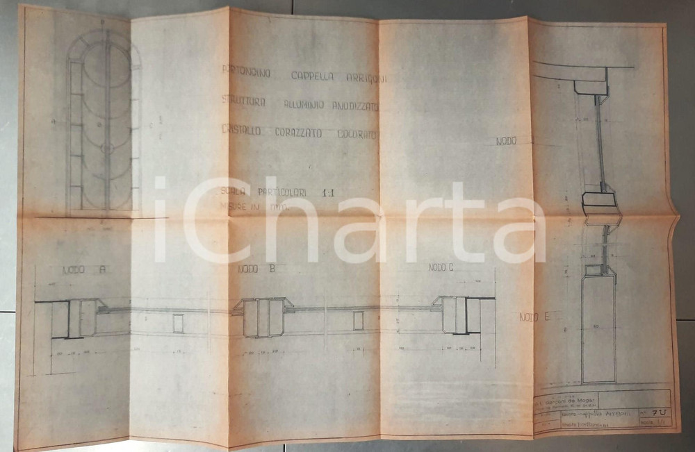 Mappa, planimetria storica 1967 Cimitero di CAVALLASCA CO  Progetto Cappella ARRIGONI  Portoncino 1