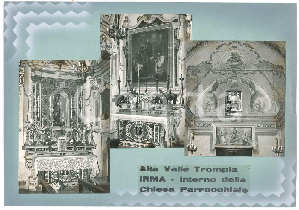 Stampa, bozzetto originale 1965 ca ALTA VALLE TROMPIA  IRMA  Vedutine Chiesa Parrocchiale Bozzetto 1