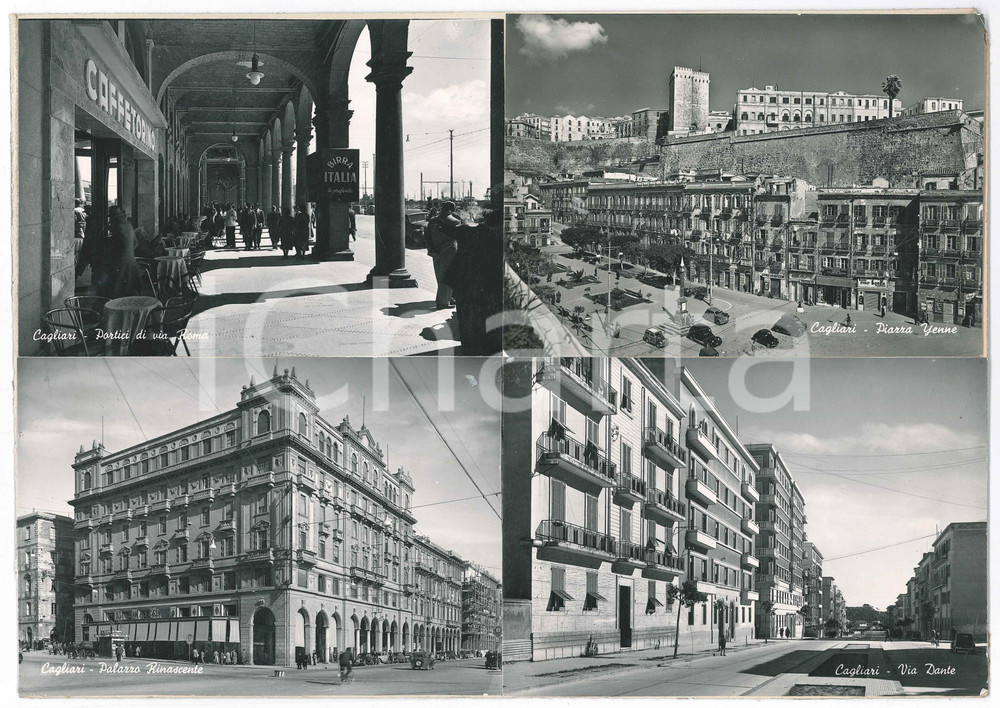 1965 ca CAGLIARI Vedutine - Via Roma - Palazzo Rinascente - Bozzetto cartolina