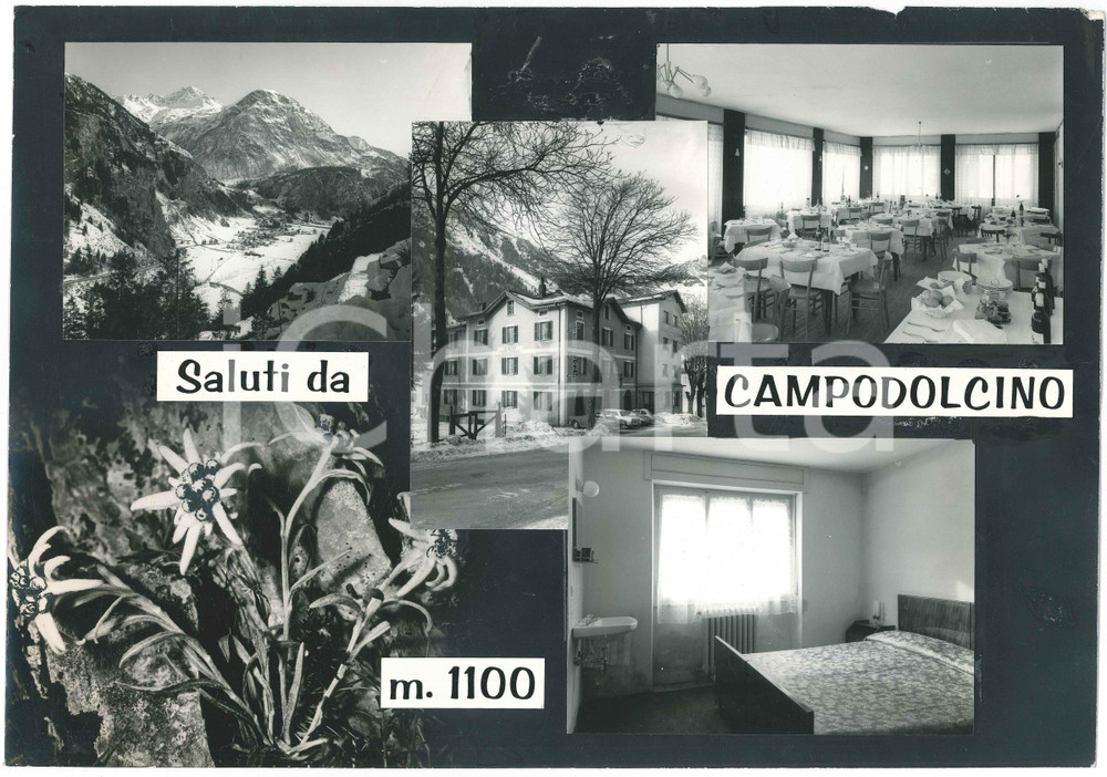 Stampa, bozzetto originale 1965 ca CAMPODOLCINO SO Vedutine  Albergo PIZZO STELLA Bozzetto 1