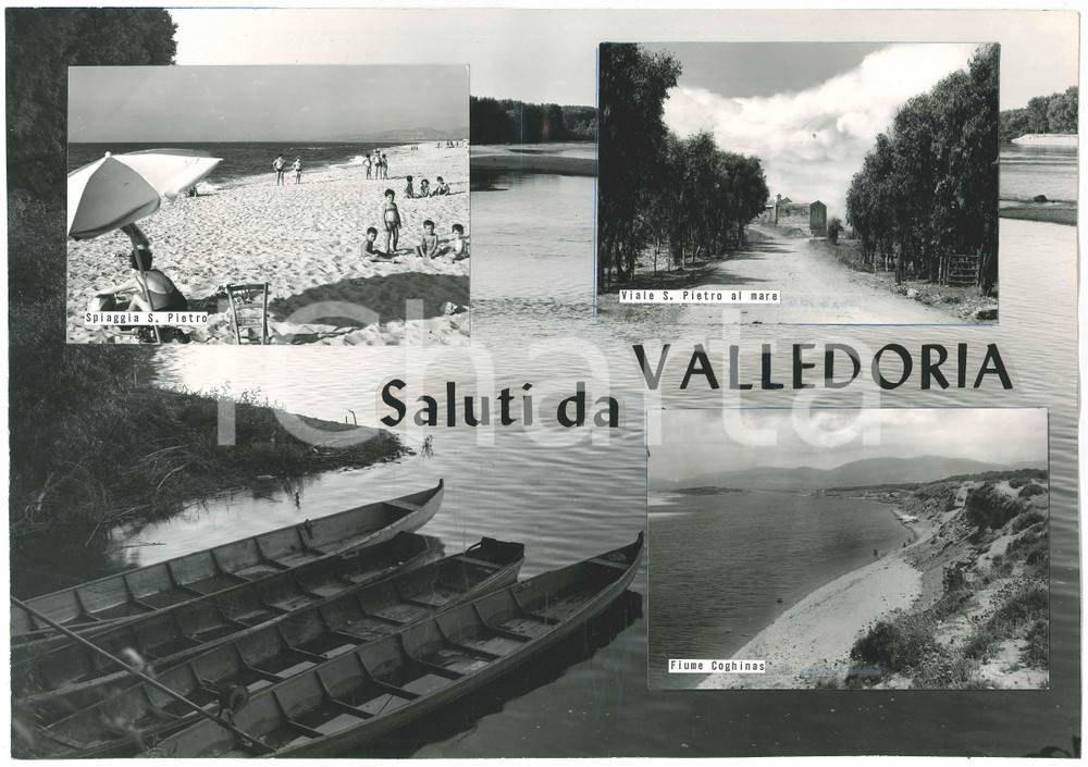 Stampa, bozzetto originale 1970 ca SARDEGNA VALLEDORIA Vedutine  Viale S. PIetro Bozzetto cartolina 1