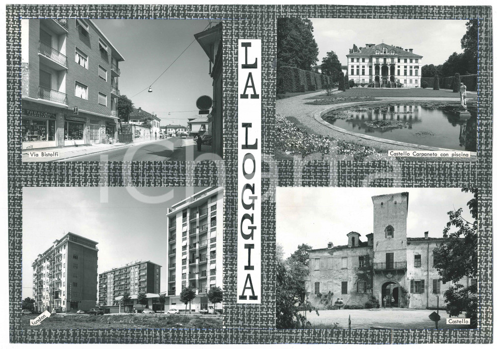 Stampa, bozzetto originale 1965 ca LA LOGGIA TO Vedutine  Villa CARPENETO Bozzetto per cartolina 1