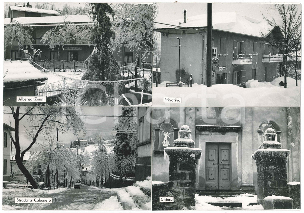 Stampa, bozzetto originale 1965 ca MONCHIO DELLE CORTI  Vedutine neve  Albergo ZANNI  Bozzetto cartolina 1